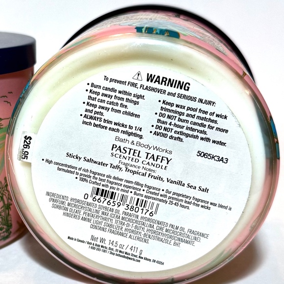 PASTEL TAFFY 3 Wick Candle - Picture 3 of 5